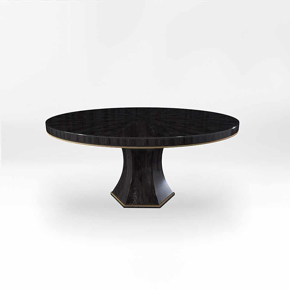 Black round Chatsworth Table on a grey background