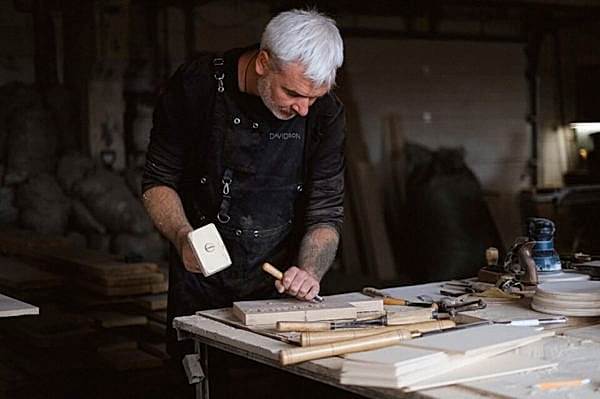 Artisanal luxury furniture being crafted at Davidson London South Coast workshop.