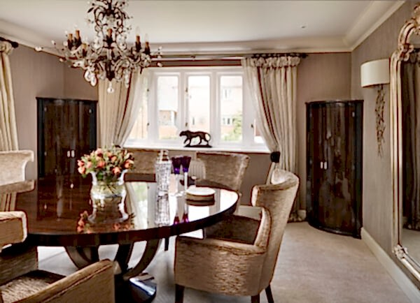 Custom made dining room tables in a living penthouse living room.